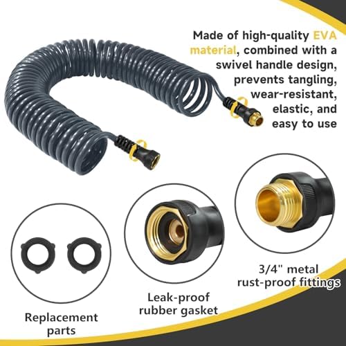 Coil Hose,3/8" EVA Coil Garden Hose 50 FT,Curly Water Hose Lightweight - Image 2