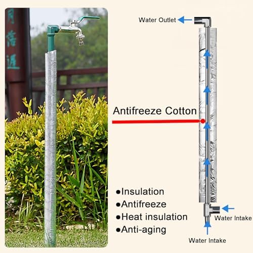 Floor Mounted Faucet Outdoor Water Pipe Vertical Fountain Irrigation Column,Stainless Steel Freestanding Garden Water Column - 304 Anti-Freezing Outdoor Faucet, 16in (40cm) Durable & Weather - Image 5