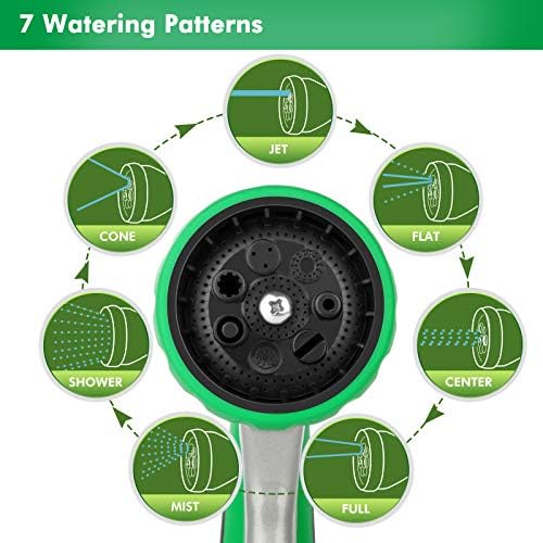 RESTMO Metal Garden Hose Sprayer with 7 Spray Patterns and Flow Control, Heavy Duty Garden Hose Nozzle with 9 Watering Patterns and Thumb Control - Image 4