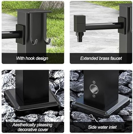304 Stainless Steel Outdoor Vertical Square Garden Water Column, Freestanding Hose Stand Outdoor Antifreeze Faucet Hydrant for Irrigation and Washing(80cm/31.5in) - Image 5