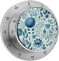 Mechanical Kitchen Timers for Cooking,Blue Plant Pattern Printed 60 Minute Magnetic Countdown Timer,Cute Cooking Timers with Alarm,Stainless Steel Time Timer Manual No Batteries Required by Unknown