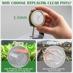 7 Pack 8 Inch Clear Nursery Pots with Saucer, Transparent Plastic Plant Pot with Drainage Holes, Sturdy Plant Starter Pots, Planter Pot for Planting Succulent Flower Herb Vegetable, Gardening Gifts - Image 4