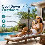 6FT Height Adjustable Standing Mister, Outdoor Misting System, 26FT Hose - Image 2