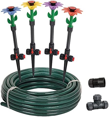 Eden 97065 Daisy Above-Ground 50 Ft Garden Hose and Sprinkler System, DIY Plant Watering Set by EDEN
