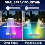 Swimming-Pool Waterfall Fountain w/Colorful Led-Lights - 7 Color Changing Above/Inground Pool Fountain Lights with Remote, Water Sprinkler Adjustable Height Pool Sprayer for Outdoor Yard Decoration - Image 4