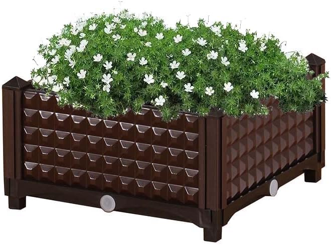 YSUEFIJO Raised Garden Bed Outdoor, Elevated Plastic Planter Box, Garden Grow Box Patio Gardening Planter Box, with Water Design & Drainage Holes, for Flower Vegetable Herbs by WELCOMETOYSUEFIJO