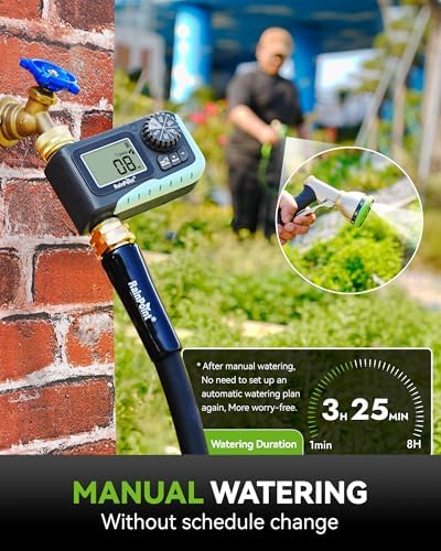 RAINPOINT Sprinkler Timer, 100% Metal Pipe Water Timer for Garden Hose, Programmable Hose Controller for Watering, Sprinkler Controller with Manual Watering/Rain Delay for Outdoor Lawn & Garden (2PCS) - Image 4