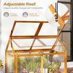 Giantex Wood Cold Frame Greenhouse, Portable Raised Flower Planter Protection with Transparent Panels & Adjustable Roof, Small Indoor Outdoor Hot House for Garden Balcony, 40”x21”x28” - Image 3
