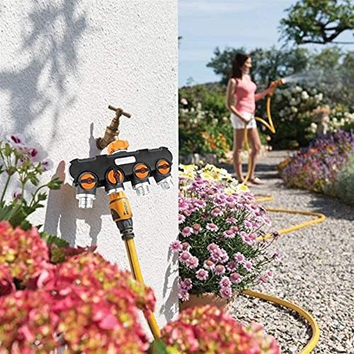 Zkenyao-Brass Connector 4 Way Garden Hose Splitter Water Hose Connector, Faucet Adapter with Comfortable Rubberized Grip for Drip Irrigation Lawns, Simple to Install - Image 2