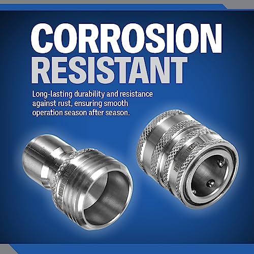Essential Washer ¾” Stainless Steel Garden Hose Quick Connect Fittings | Plug & Coupler Set of 4 - Image 3