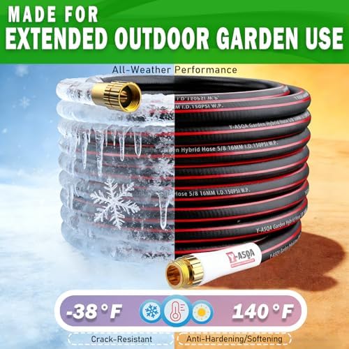 YASQA 100FT Extra Long Heavy Duty Garden & Water Hose - Commercial Grade for Homeowners & Large Properties, Kink-Free Leak-Proof with Brass Fittings, 5/8 Inch Black - Image 6