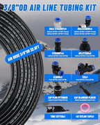 3/8" Air Line Tubing Kit, 32.8FT SAE J844 PA Nylon Air Hose Tubing - Image 2