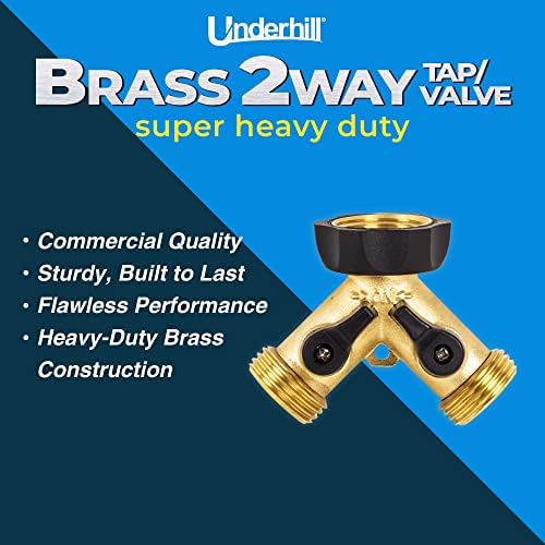 Underhill Outlet Splitter Adapter for Garden Water Hose, 3/4-Inch Hose Thread, Brass 4-Way Heavy-Duty with Shut Off Valve Control, A-HB4 - Image 4