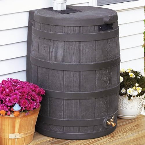 Good Ideas Rain Wizard Water Collection Barrel, 50 Gallon, Oak, 2 Pack - Image 5