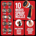 Best 150 ft Metal Garden Hose Set - No-Kink Durable 316 Stainless Steel, 10-Way Zync Spray Nozzle & Hook – Tough Flexible Heavy Duty Water Hoses, 5/8 in, Rust, Weather, LeakProof - Image 4