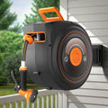 Retractable Garden Hose Reel 100 FT 1/2 IN for Outside, Upgraded 10 Spray Patterns, Heavy Duty Automatic Water Hose Reel with Any Length Lock, Wall Mount, Pro Guide System, 180° Swivel by TreillageTale