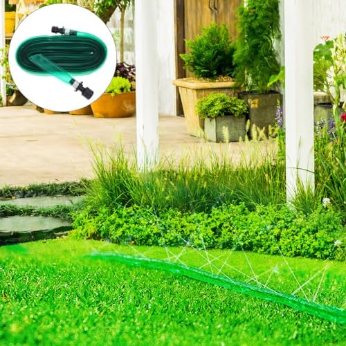 Sewroro Pvc Garden Soaker Hose with Holes for Farm Plant Irrigation and Yard Flat Watering, 15m Green Drip Irrigation Hose for Lawn and Garden Cooling - Image 5