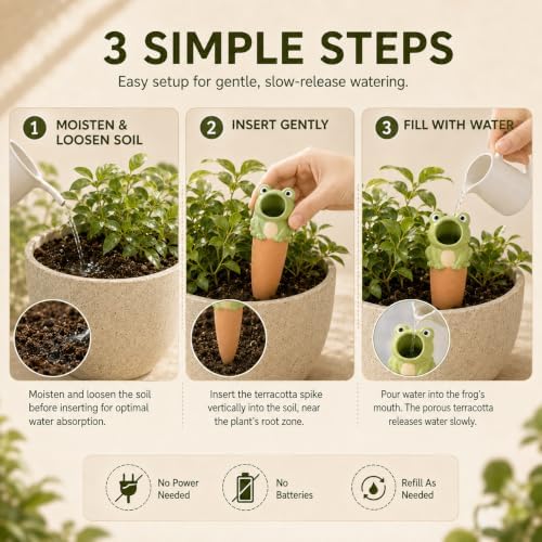 Terracotta Watering Spikes, Animal Shape Automatic Self-Watering Globes, Slow Release Plant Waterer Devices for Indoor Outdoor Plants, Home, Office, Balcony & Patio (2 Set) - Image 4