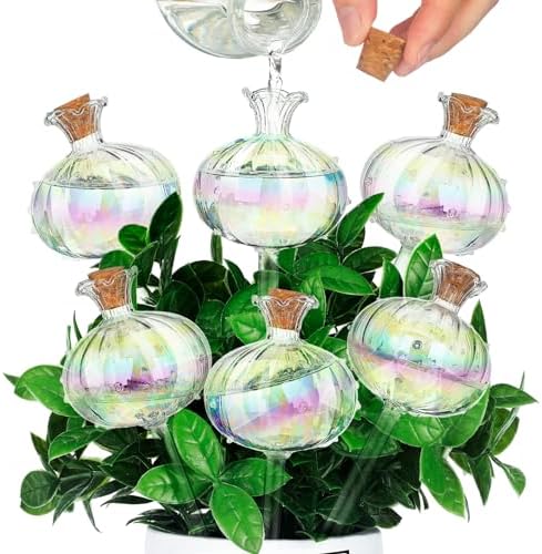 Yungyan 6 Pcs Glass Plant Watering Globes, Rainbow Color, 9.84 Inch by Yungyan
