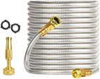 Heavy Duty Stainless Steel Garden Hose – Flexible, Kink-Proof Metal Water Hose with Adjustable Brass Nozzle – Leakproof, Weather Resistant & Lightweight Outdoor Hose for Lawn Watering, Car by LALFPET-Loveallforpets