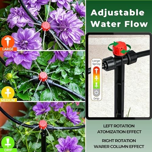 120FT Drip Irrigation System for Garden: Quick Connect 1/4" PE Tubing 18Pcs Automatic Water Sprinkler Kit Adjustable Misting Part Watering Hose, Outdoor Raised Bed Plants Flower Yard Greenhouse - Image 4