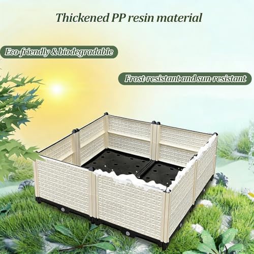 Raised Garden Bed, All-Weather Planter Container, Elevated Planter Box, Large Outdoor Rectangle Planters for Patio, Deck, Backyard, Balcony, Porch (White)(1-Tier) - Image 4