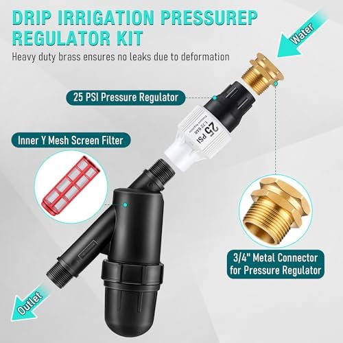 Aurelema 2 Pack Drip Irrigation System Kit, 25 PSI, Regulator and Filter - Image 6