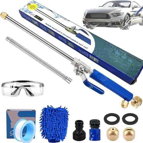 2026 New Jet Nozzle Power Washer For Garden Hose, Heavy-Duty Jet Hose Nozzle High Pressure, Turn Any Hose Into a Power Washer for Gutter Patio Car Pet Window Glass (Blue, With extension tube) by Unknown