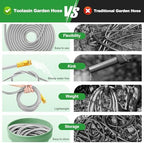 Garden Hose 50FT, Stainless Steel Metal Water Hose with 10-Function Nozzle - Image 4