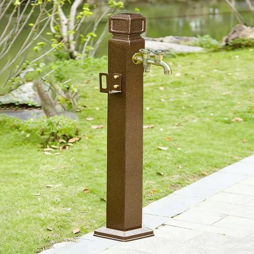 Vertical Square Garden Water Column with Faucet, Decorative Floor-Mounted Water Hose Stand, Copper Red Hydrant Dispenser for Patio, Lawn & Backyard Use by Unknown