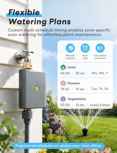 meross WiFi Water Timer for Garden Hose, Brass Inlet & Outet, Rain Skip - Image 5