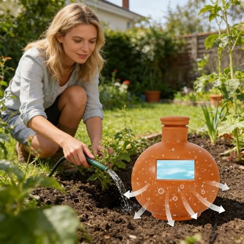 Terracotta Automatic Plant Watering Spikes 1000ml Ceramic Slow-Release Irrigation, 2-Week Vacation Care for Indoor & Outdoor - Image 3