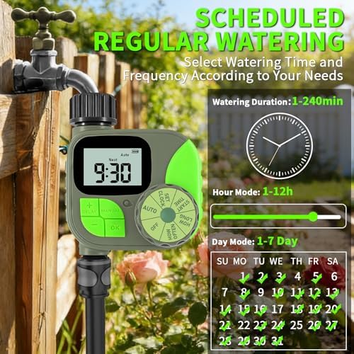 Sprinkler Timer for Garden Hose - Irrigation Timer for Outdoor Faucet, Automatic Programmable Watering Irrigation with Rain Delay/Manual Mode, Watering System Drip Irrigation for Yard Lawn Pool - Image 2