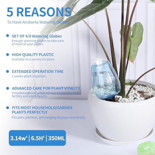 8 Pcs Plant Watering Globes Self Watering Planter Insert Plants Top Fill Water Device Plastic Water Bulbs Slow Release Terracotta for Plants, Blue - Image 2