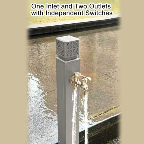 Outdoor Aluminum Garden Water Column, Hose Holders for Outside Freestanding with Faucet and Spray Gun, Outdoor Faucet(Black,100x10cm/39x4in) - Image 4