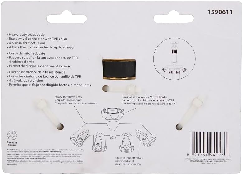 Rocky Mountain Goods Brass Hose Splitter 4 Way - Heavy Duty Faucet Manifold with Leakproof Rubber Seals and Valves - 3/4” Garden Hose Splitter - Run 4 Hoses Spigot Adapter On/Off - Image 2