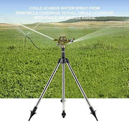 Gavigain Sprinkler on Tripod Base, Metal Pulsating Telescoping Sprinkler with Stakes, 1/2" Connector & Extension Legs for Lawn Yard Garden - Image 4