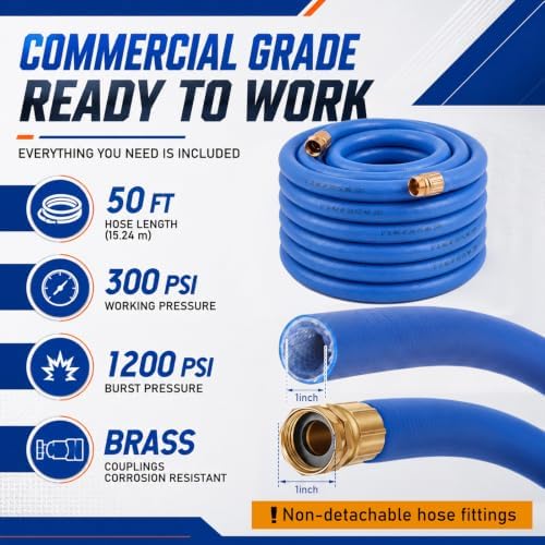 Sivak 1" x 50 ft Commercial Garden Hose 1200psi Burst Lightweight Flexible - Image 2