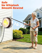 5/8 in 115ft Retractable Garden Hose Reel with Auto Rewind Any Length Lock Heavy Duty Hose Reel,9-Pattern Nozzle,180°Swivel,UV Resistant Wall Mount Water Hose Reel for Outdoor Garden Car Pet Patio - Image 3
