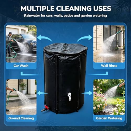 Collapsible Rain Barrel, Outdoor Rainwater Collection Storage Container (13.21, Gallons) - Image 3