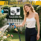 Garden Hose 50 ft, Leak Proof, Kink-Free Water Hose with 10 Function Spray Nozzle, Lightweight, Flexible, Fabric Portable Hose for Gardening, Blue - Image 7