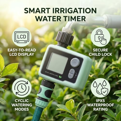 Sprinkler Timer 1 Zone Rain Sensor, Programmable Water Hose Timer, Automatic Watering System Drip Irrigation Controllerfor Garden Yard Lawn Outdoor - Image 5