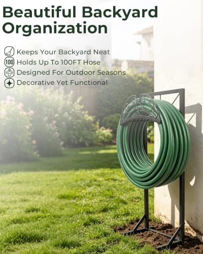 Garden Hose Holder Stand, Heavy Duty Freestanding Metal Rack - Image 2