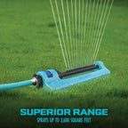 Aqua Joe Oscillating Sprinkler with Adjustable Spray, 16 Clog-Resistant Nozzles, Metal Base & 3600 Square Foot Coverage, Compatible with Garden Hoses - Image 4