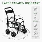 VINGLI 4-Wheel Garden Hose Reel Cart with Storage Basket, Portable Residential Hose Reel Cart, Lawn Watering, for Garden Backyard and Farm - Image 6