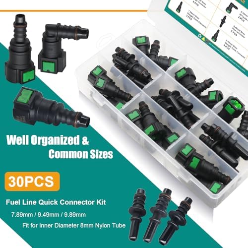 30pcs Assorted Fuel Line Quick Connector Set, Fuel Line Repair Kit Hose Release Connect Fittings SAE 7.89mm 9.49mm 9.89mm to ID 8mm - Image 4