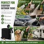 100FT Non-Expandable Flat Garden Hose with 10 Function Nozzle,No-Kink,Deep Black - Image 6