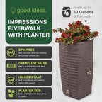 Good Ideas Impressions Riverwalk Rain Water Collection Barrel, 50 Gallon - Image 2