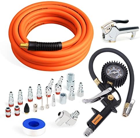 22 Pieces Air Compressor Accessories Kit with 25ft Hybrid Air Hose by FYPower