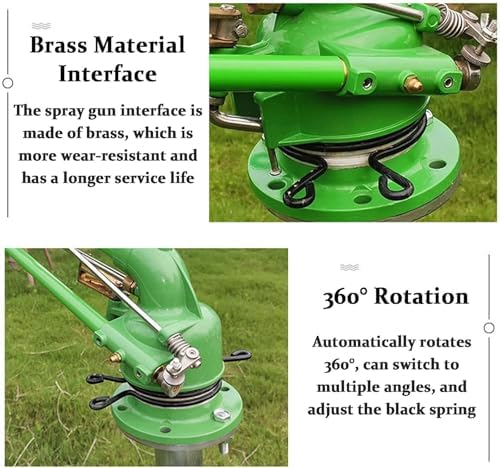 Agricultural Irrigation Sprinkler, Heavy-Duty Impulse Impact Sprinkler with Pressure Gauge and Replacement Nozzle, 360° Rotary Large-Area Watering Spray, Flange Connection, for Farm Lawn Garden - Image 6